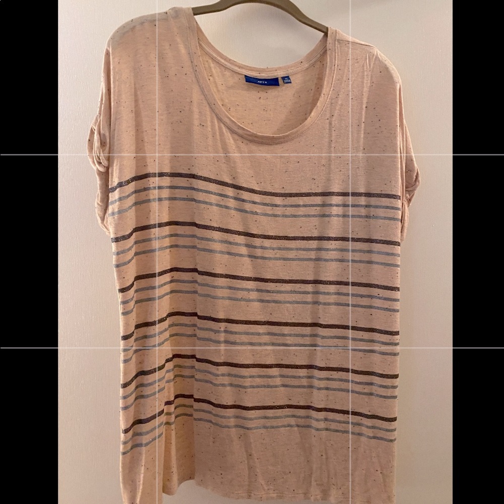 NBW. APT. 9 Peach background w/bronze&silver stripes. Jersey material. Size:XL